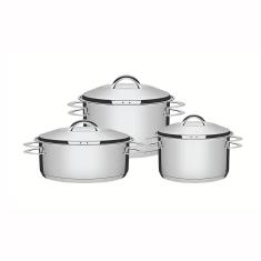 Jogo De Panelas Solar Em Aço Inox Com Fundo Triplo Indução 3 Peças - Tramontina 65510740