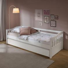 Sofá Cama Plus Com Cama Auxiliar Em Madeira Maciça Mv Outlet Branco