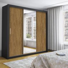 Guarda Roupa Isabela Casal 3 Portas de Correr Com Espelho Luxo Carioca Móveis