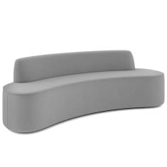 Sofá 3 Lugares Curvo Sala De Estar Living Cancún D02 Veludo Cinza 180 Cm C-317