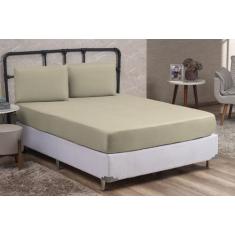 Lençol Cama Box Casal 3 peças Liso com Elástico e Fronhas Barato - DON