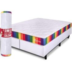 Cama Box com Colchão Queen D33 a Vácuo Ortopédico Rainbow 158x198cm BF