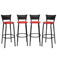 kit 4 Banquetas Cadeiras Bancos Altas Balcão Ilha Bar Bancada Cozinha 