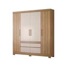Guarda Roupa Casal 4 Portas Bilbao Amêndola Off White - Demóbile - Dem
