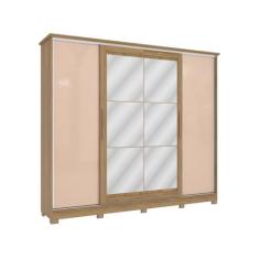 Guarda Roupa Casal 4 Portas de Correr e 4 Gavetas c/ Espelho e Pés CB0