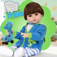 Boneco Reborn Menino de Silicone 18 Itens Bolsa Maternidade - Cegonha 