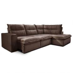 Sofá Solar Com 2 Lugares Direito E Chaise Esquerdo Marrom