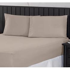 Jogo de Cama Casal Padrão 400 Fios Percal 03 Peças Com Barra, Antiácaro, Anti-pilling com Toque Macio - Bege