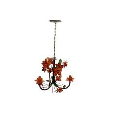 Lustre de Ferro Rustico para Sala de Estar Envelhecido com Flores