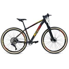   Bicicleta 29 Ksw Xlt 12v Freios Hidráulicos 1x12v Trava No Ombro Pneu Bege - Preto\Vermelho\Amarelo