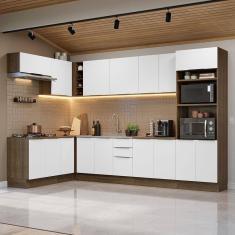 Armário De Cozinha Completa De Canto 499cm Rustic/branco Stella Madesa 01 Rustic/branco