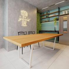 Mesa Industrial para Área Gourmet Premium Madeira Maciça Lanna com Ferragem 3,00 X 1,00 Branco