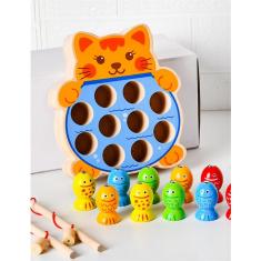 Brinquedo Pesca Peixe Infantil Educativo Magnético em Madeira