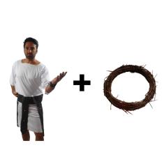 Fantasia Kit Romano Completa Adulto com Coroa de Espinho Carnaval Jesus Cristo Pascoa Sexta Feira Santa Gladiador