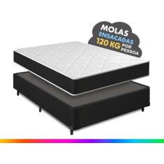 Cama Box Casal + Colchão Molas Ensacadas Pergola Europillow 138x188x63