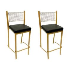 Banqueta Empilhável Altura 75cm para Bar cor Dourado Fosco assento pre
