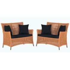 2 Sofás Área Externa Igapó Alumínio Pintura Marrom Corda Náutica Estof