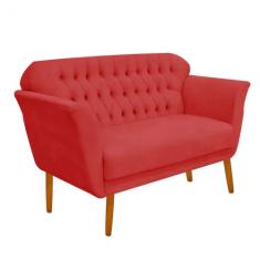 Namoradeira  Decorativa  Ster com Capitone Pés Palito em Madeira 2 Lug