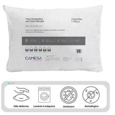 Travesseiro Antiestresse Camesa 50x70  Antialérgico  Antiácaro Confort