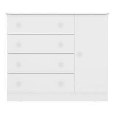 Cômoda Infantil Doce Sonho 1 Porta 4 Gavetas Branco - Qmovi