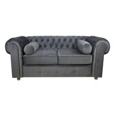 Sofá Chesterfield 02 Lugares 1.80 Cm Cor Cinza New Velu 012 Jr