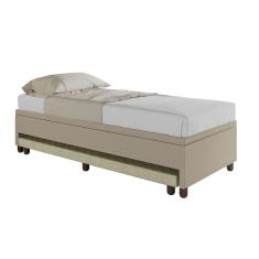 Base Box Solteiro Com Cama Auxiliar Com Colchão Conjugado Linho - Skybox Cor Bege