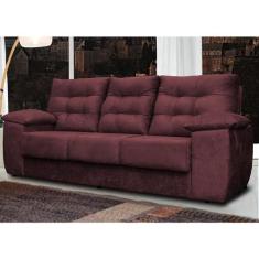 Sofá Luxemburgo 3 Lugares 2,02m Tecido Suede Vinho - CAMA INBOX REQ