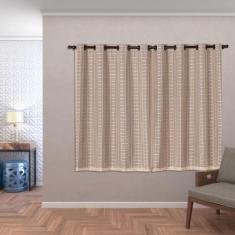 Cortina Blackout Pvc Com Tecido Voil Xadrez 2,80 M X 1,60 M - Avelã - 
