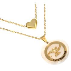 Colar Duplo Enfermagem Amor Pela Profissão Folheado 18k