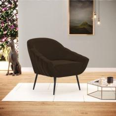 Poltrona Giovana Suede Marrom Pés Palito de Ferro D03 - D'Rossi
