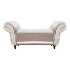 Divã Recamier Com Baú Grécia 1,55 Cm Suede Bege Acetinado