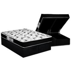 Cama Box Baú Queen: Colchão Espuma D45 Luckspuma Gran Luck + Base CRC 