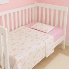 Jogo de Lençol Berço Americano Bebê 3 peças Menino Menina Neutro 100% 