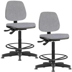Kit 02 Cadeiras Caixa Alta Giratória Job L02 Linho Cinza