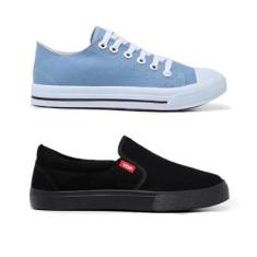 Kit 2 Pares Tênis All Colors e Casual Slip On Iate + Palmilha Com Bolha em Gel Anatômica-Feminino