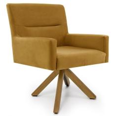 Poltrona Decorativa Angel Veludo C-260 Giratória Veludo Mostarda Domi Móveis