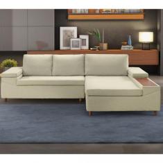 Sofá 3 Lugares com Chaise e Entrada USB Clássico - Estofart