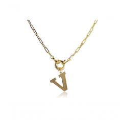 Colar De Letras Folheado Em Ouro 18K