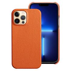 Capa de telefone de couro genuíno para iphone 14 13 Pro Max 12 13 mini 12 pro max 11 XR XS MAX 8 plus Capa traseira luxuosa, laranja, para Iphone 6S Plus