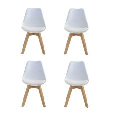 Kit 4 Cadeiras Jantar Eames Wood Leda Design Estofada Branca