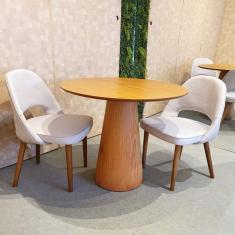 Mesa de Jantar Cone 100cm Base Madeira Freijó Tampo