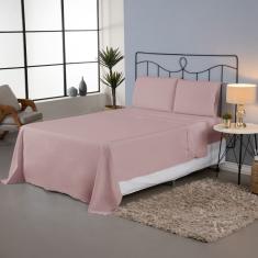 Jogo Lençol King 4 Pçs Percal 140 Fios Liso Ponto Palito