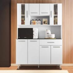 Armário de Cozinha 8 Portas 1 Gaveta Gabi Poliman Móveis Branco