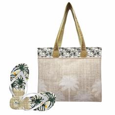 Bolsa Com Chinelo Feminino Coqueiros Palha Magicc Bolsa