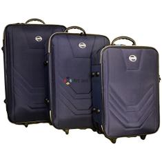 Kit Conjunto Jogo Malas Viagem Village Grande Média Pequena Cor:Azul