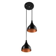 Lustre Pendente Aluminio Gota Duplo 21cm Preto Com Cobre