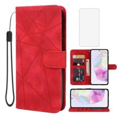 Wanyuexes Capa para Galaxy A35 5G, capa carteira para Samsung A35 SM-A356B com protetor de tela de vidro temperado, pele sensação de pele flip suporte suporte para cartão de crédito capa de telefone