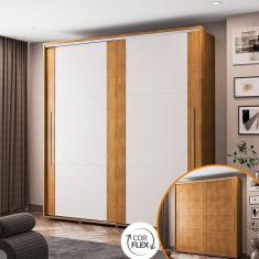 Guarda-roupa Sevilha 2 Portas de Correr Freijó/Off White