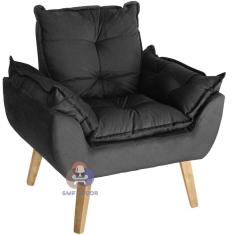 Poltrona Decorativa Opala Suede Preto Smf Decor
