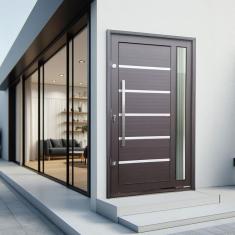 Porta Pivotante Lambril Miraggio com Puxador Lado Direito Elite 216x100 Corten